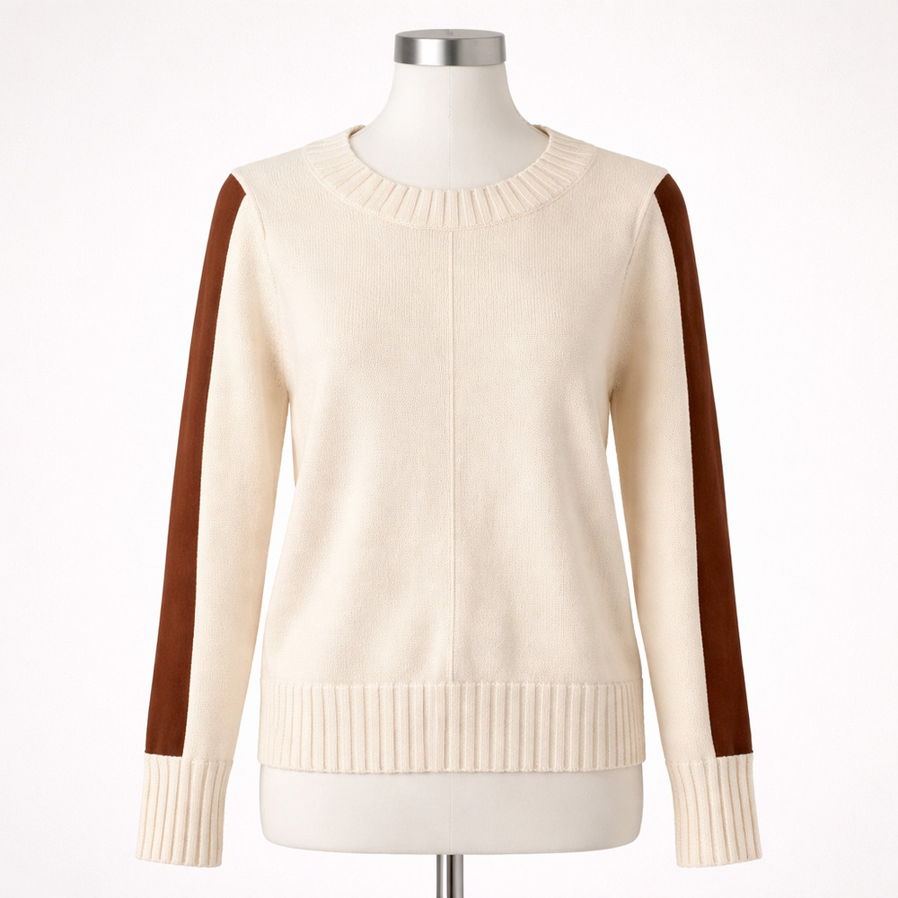 NEW NWT Women's Evereve Cream Harlow Suede Pullover Sweater | Size Small